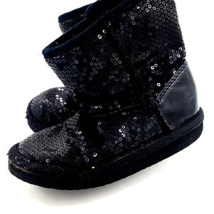Girls Black Faux Fur Sequins Boots Sz 9M 9 Toddler Winter Warm Arizona Jean Co